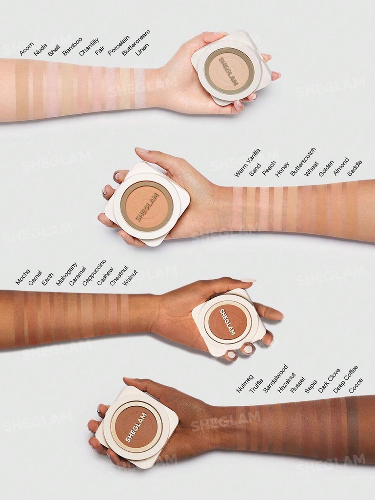 SHEGLAM/ 1pc of each Skin-Focus High Coverage Powder Foundation / باودر فاونديشن من شيكلام