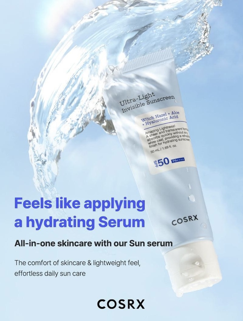 COSRX/ Ultra-Light Invisible Sunscreen SPF50 PA++++, 50ml : كوزركس واقي شمس خفيف وغير مرئي