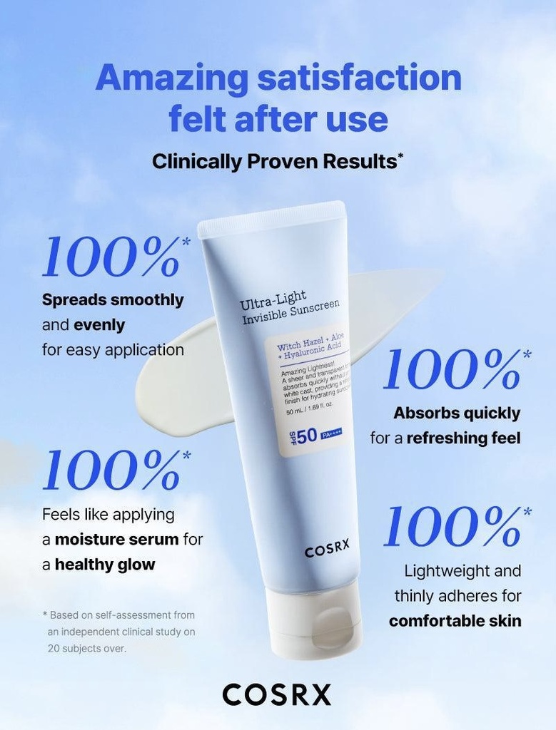 COSRX/ Ultra-Light Invisible Sunscreen SPF50 PA++++, 50ml : كوزركس واقي شمس خفيف وغير مرئي