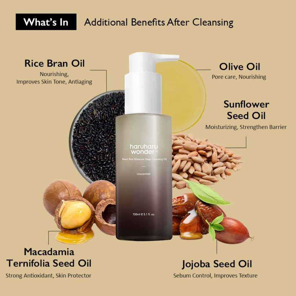 haruharu wonder Black Rice Deep Cleansing oil 150ml/ غسول زيتي بالارز الاسود من هاروهارو