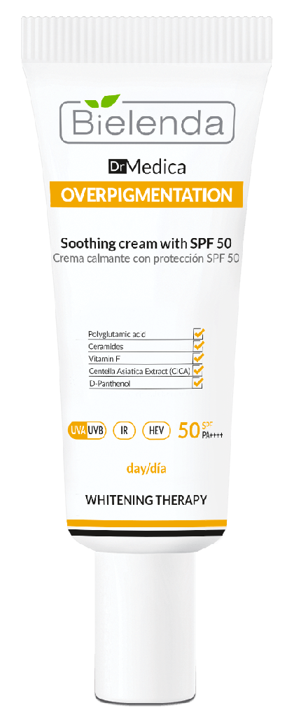 Bielenda Dr Medica overpigmentation Soothing cream with SPF50 50ml/ واقي الشمس للتفتيح ومعالجة التصبغات من بيلندا
