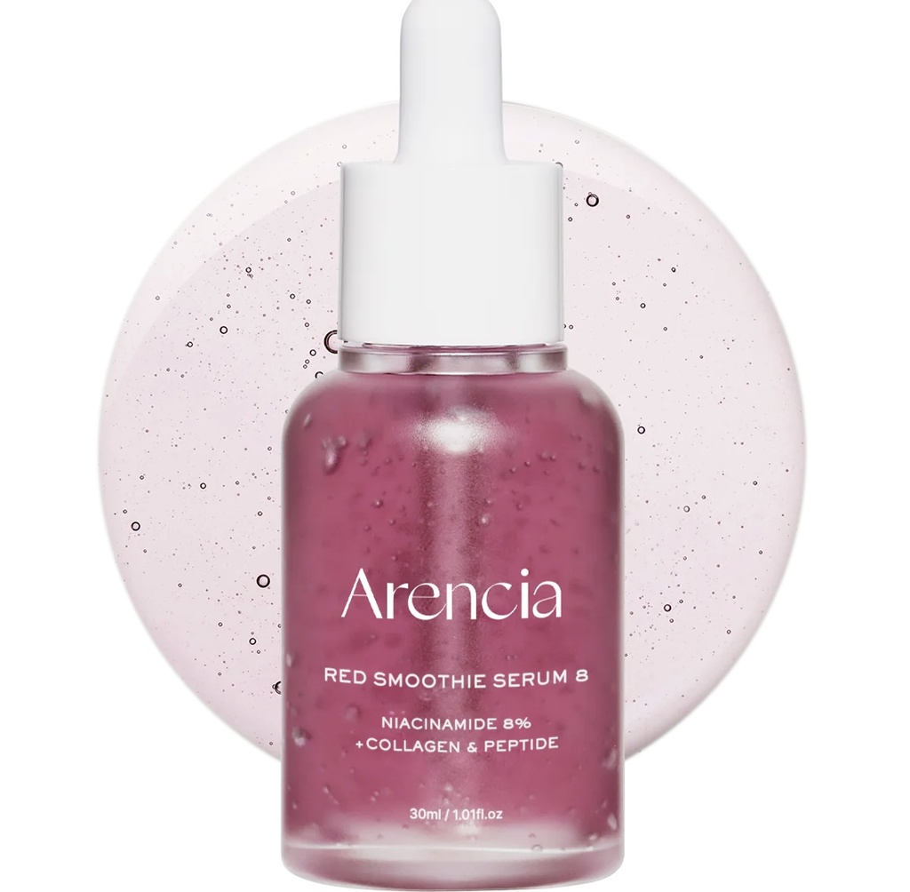 Arencia/ Red Collagen + Peptide Smoothie Serum, 8% Niacinamide, Vitamin C, Vitamin E, lifting anti-aging serum 30ml : سيروم ارينسيا المضاد للشيخوخة