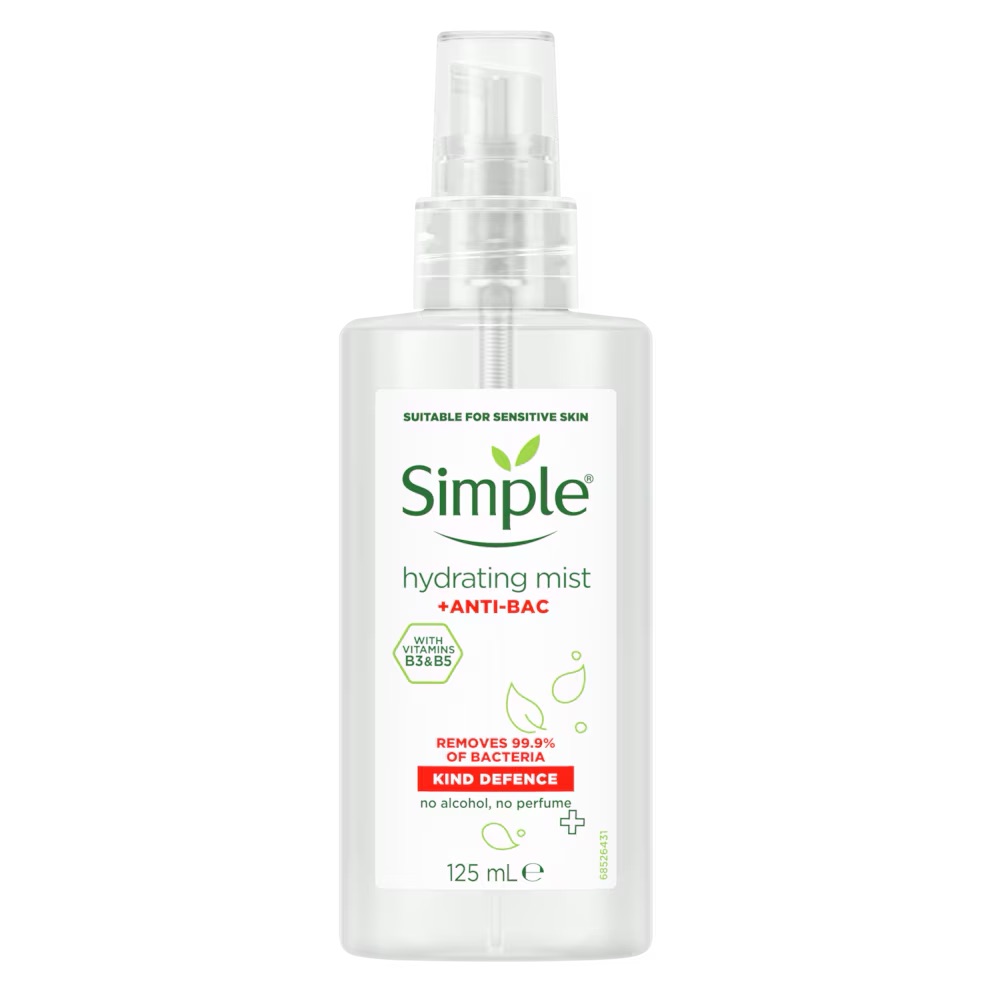 Simple/ Kind Defence Hydrating Mist Protection 125ml : سمبل سبري مرطب للوجه ضد البكتريا