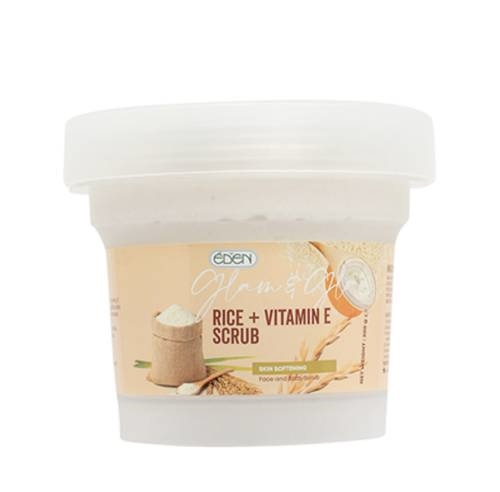 Eden/ Glam & Glow Rice + Vitamin E Scrub 200g : ادين جل مقشر الجسم بالارز وفيتامين ي