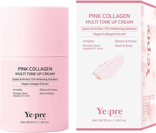 Yepre Pink Collagen Multi Tone Up Cream 50ml/ كريم الكولاجين الوردي المفتح للبشرة