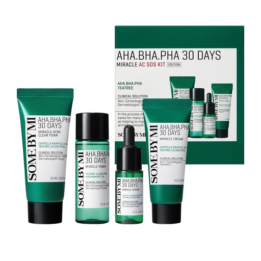 [SBM/008] SOME BY MI/ AHA BHA PHA 30Days Miracle Kit : مجموعة سم باي مي للعناية بالبشرة (سيروم ، تونر ، غسول ، مرطب)