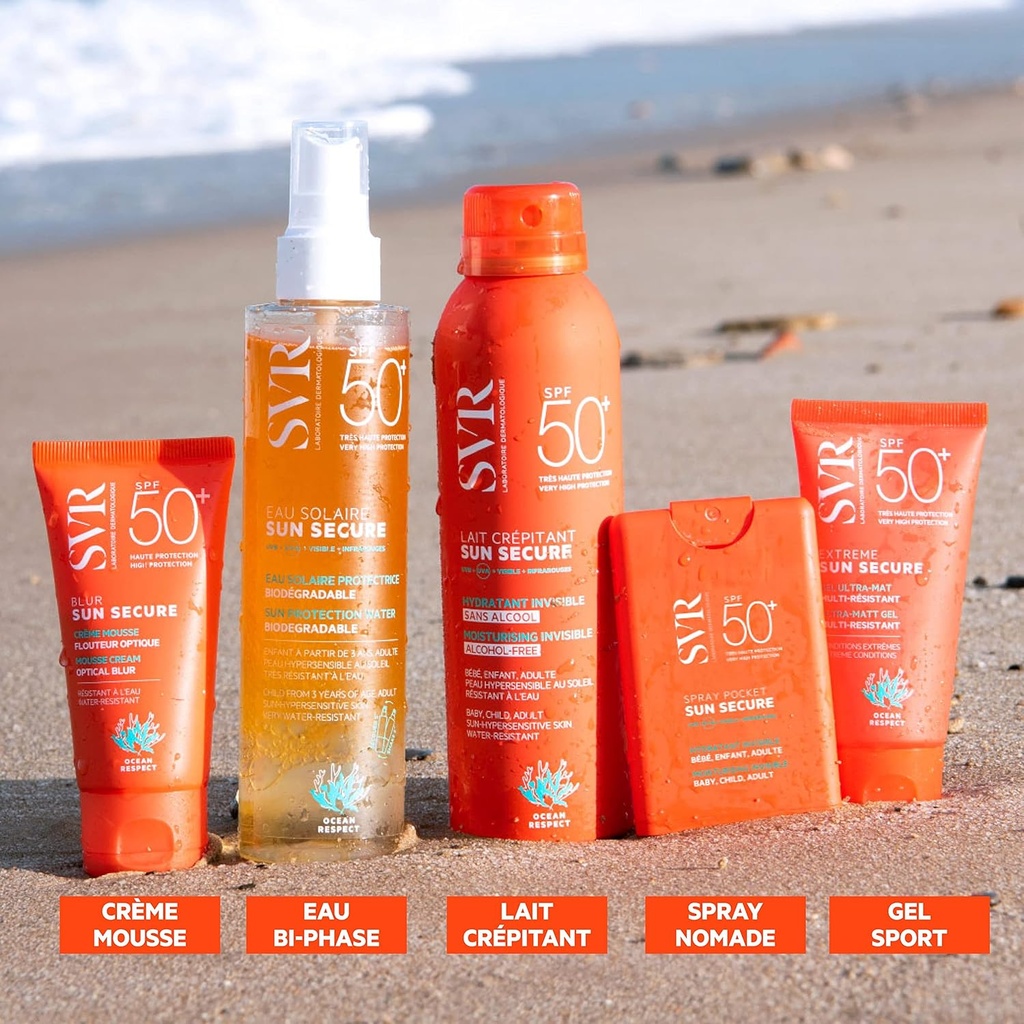 SVR/ Sun Secure Blur SPF50+ 50ml: اس في ار واقي شمس خافي للعيوب بلون البشرة