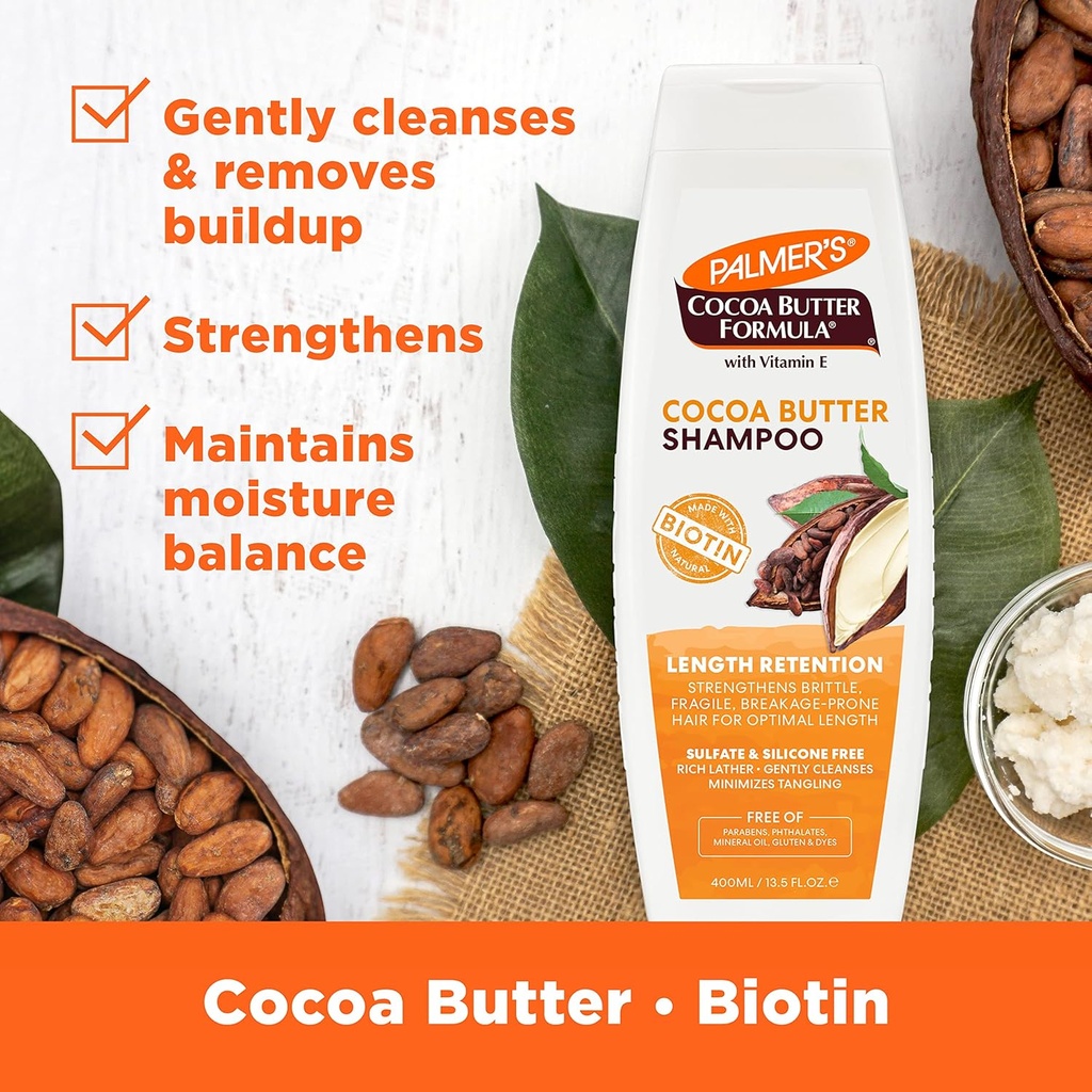 PALMERS/Cocoa Butter Length Retention Shampoo 400ml: شامبو بالمرز بزبدة الكاكاو
