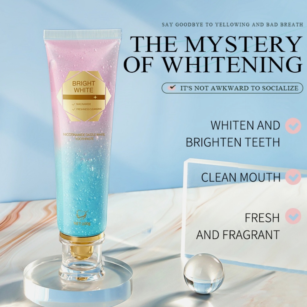 Niacinamide Whitening Toothpaste 100g : معجون الأسنان المبيّض بالنياسيناميد والمنعش بالنعناع