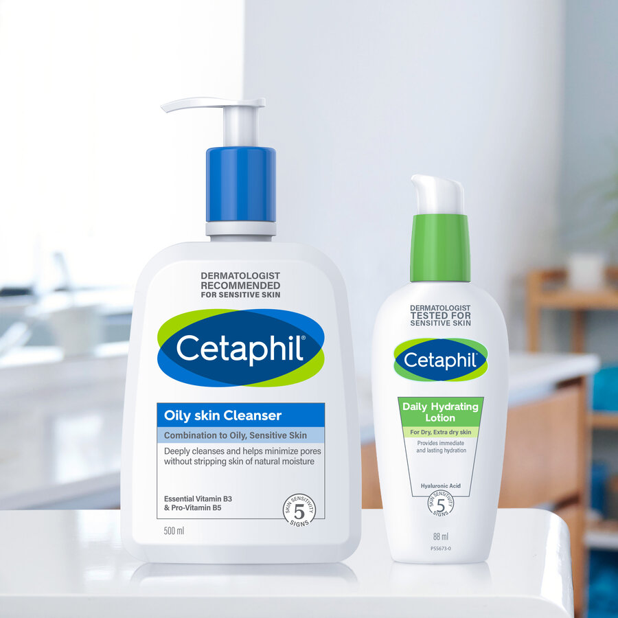 Cetaphil/ Oily Skin Cleanser For combination to oily skin, sensitive skin 236ml : سيتافيل غسول للبشرة المختلطة والدهنية والحساسة