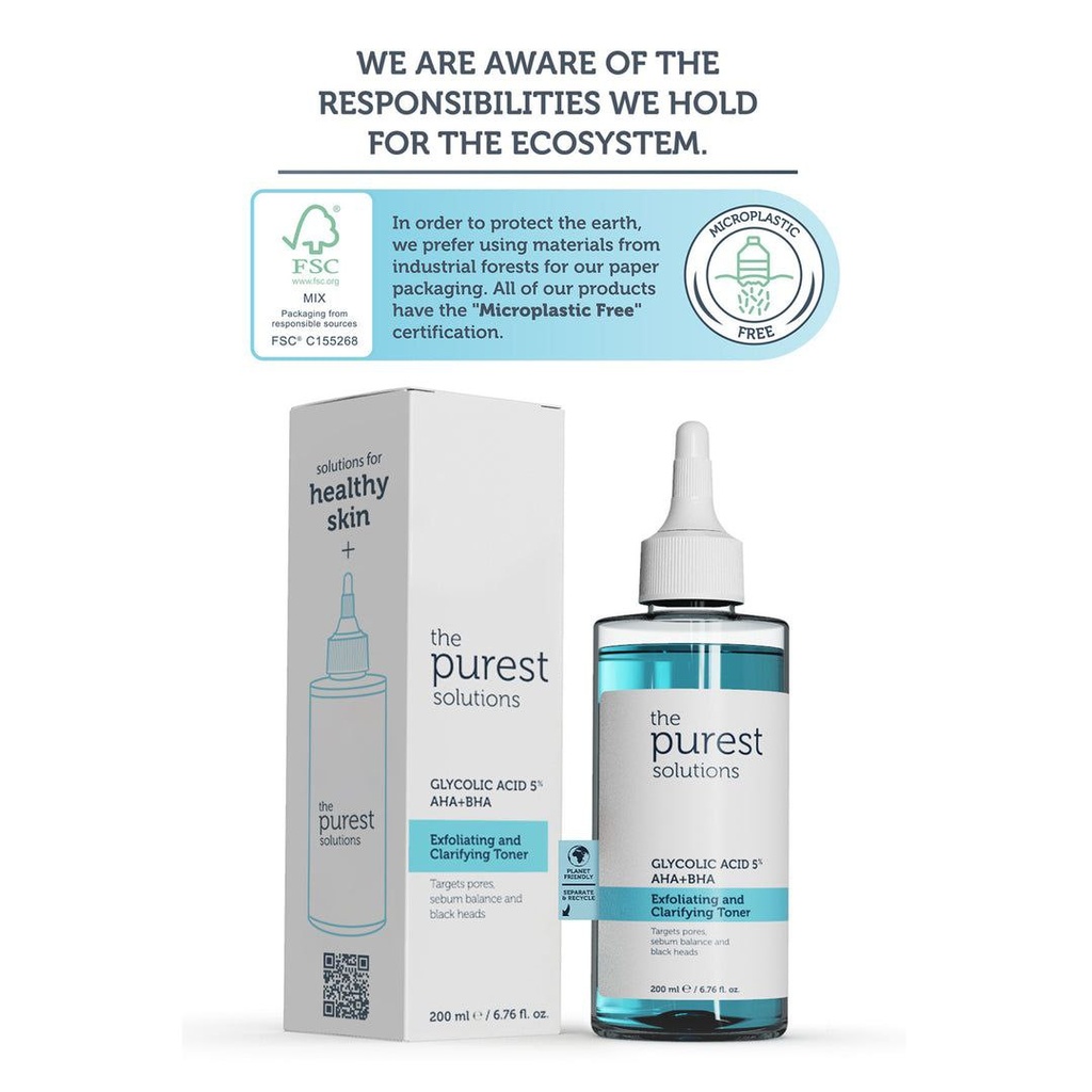 PUREST/ Glycolic Acid 5% + AHA+BHA Toner 200ml: تونر الكلايكوليك اسيد من بيورست