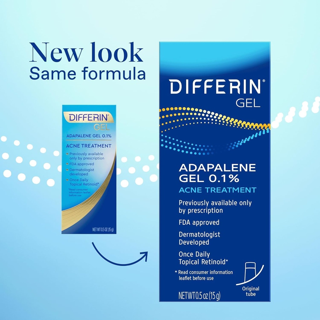 Differin Acne Treatment Gel 0.1% Adapalene 15g: عصارة ديفرين لعلاج حب الشباب