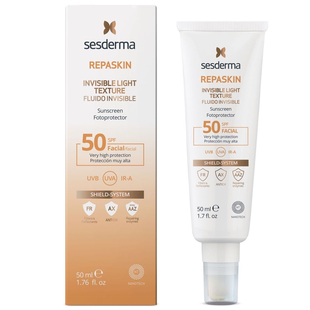 SESDERMA/ Repaskin Facial SPF50+ Invisible Fluid 50ml : سيسديرما واقي شمس شفاف 