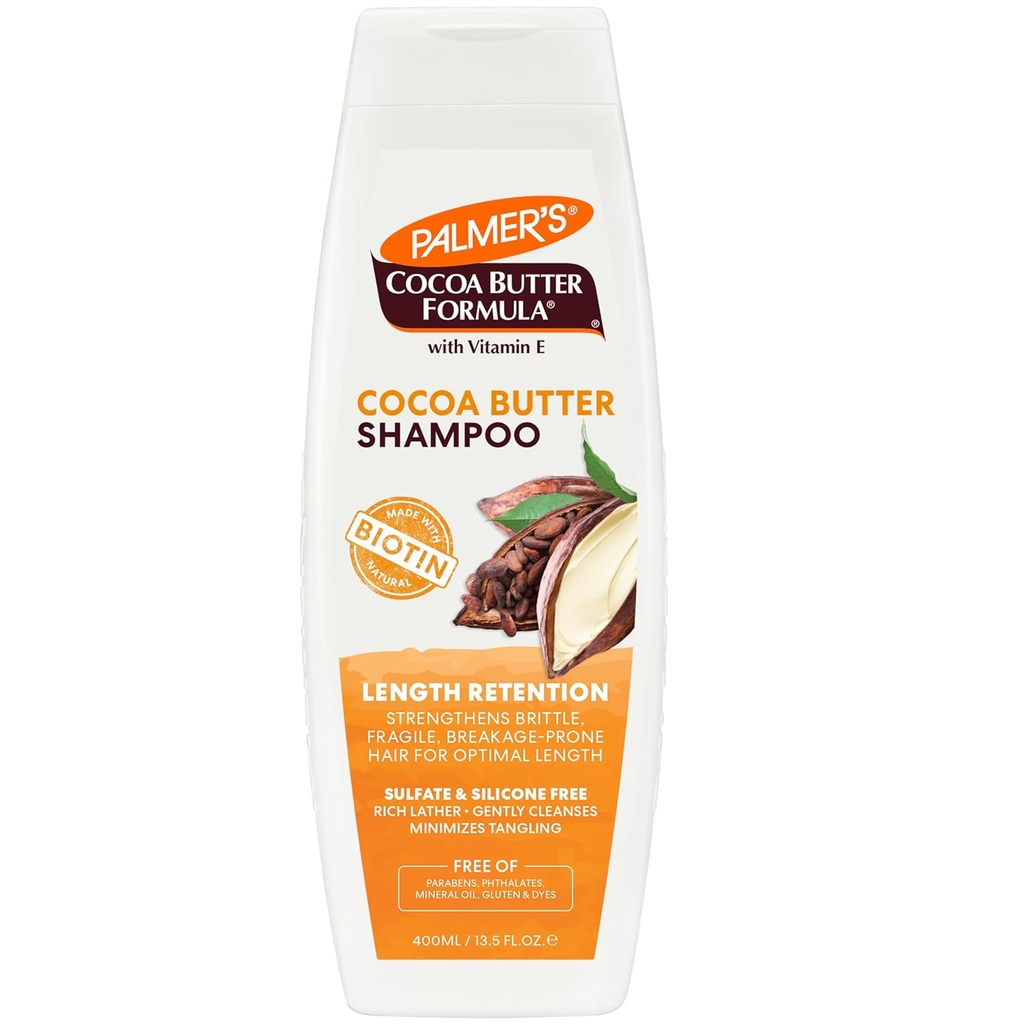 [PALM/046] PALMERS/ Cocoa Butter Length Retention Shampoo 400ml: شامبو بالمرز بزبدة الكاكاو والبيوتين للحفاظ على طول وقوة الشعر 