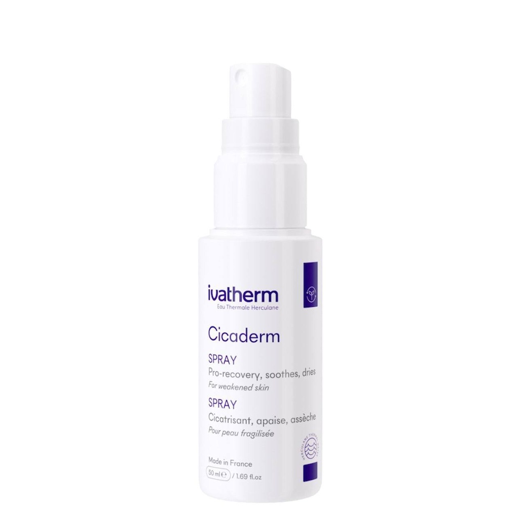 IVATHERM/ Cicaderm Spray 50ml: بخاخ سيكاديرم من ايفاثيرم مرمم ومعالج البشرة من الحروق وجلسات الليزر والمقشرات