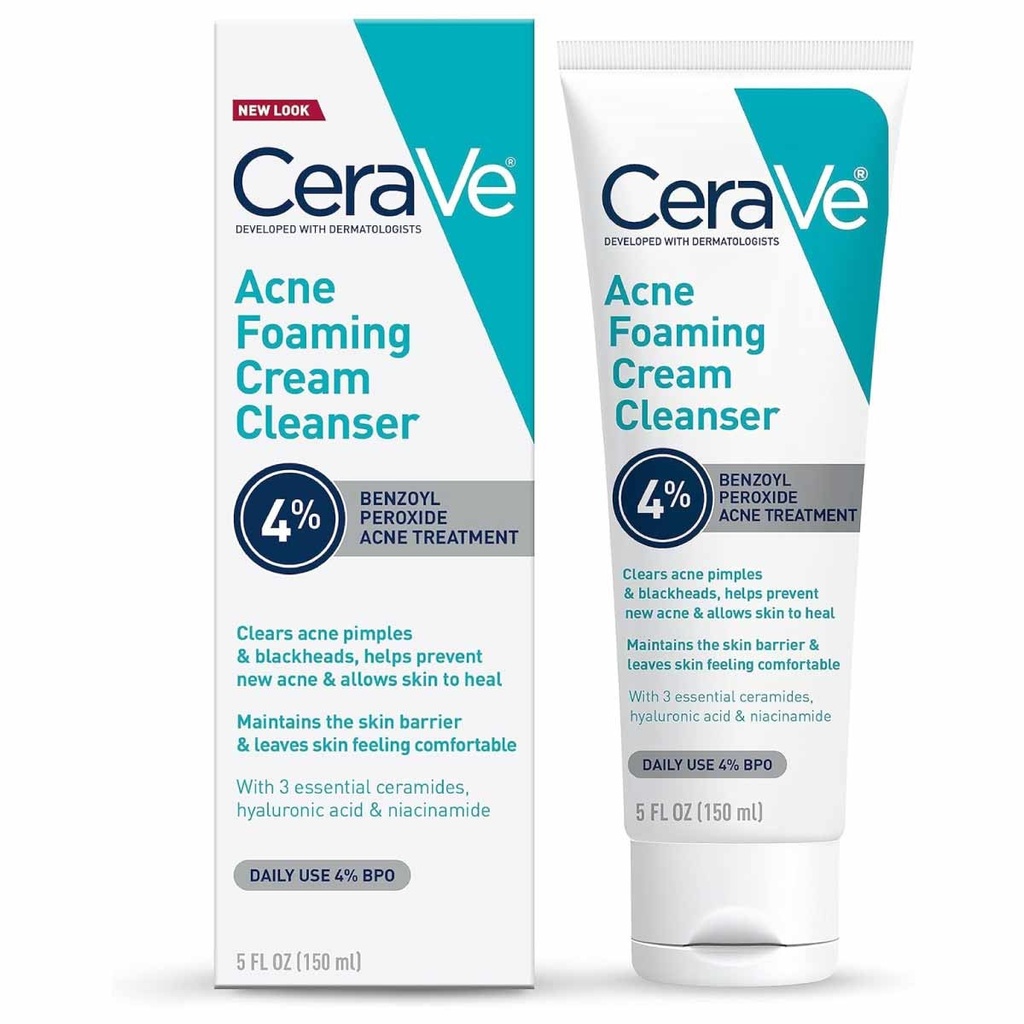 CeraVe/ Acne Foaming Cream Cleanser150ml: غسول كريمي رغوي لحب الشباب من سيرافي