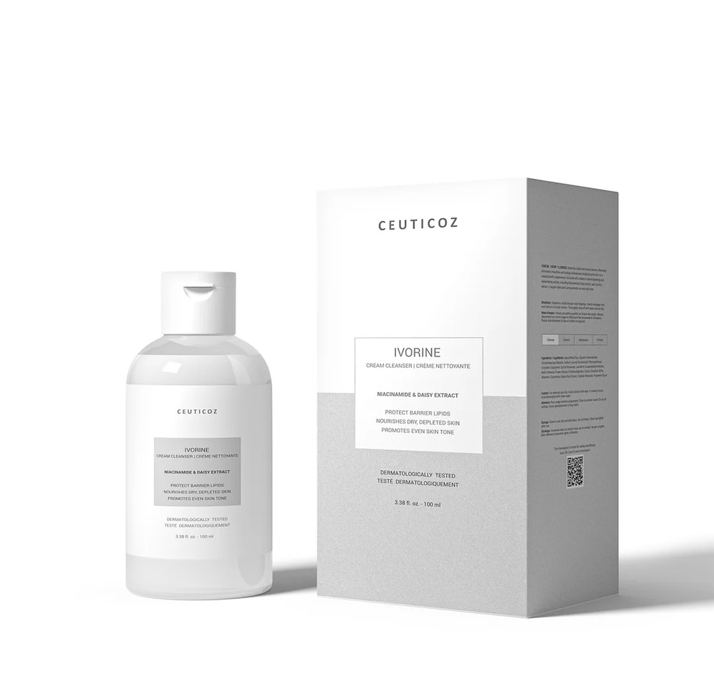[COZ/008] Ceuticoz/ IVORINE - Cream Cleanser 100ml:سيتيكوز غسول كريمي لتنظيف البشرة بعمق وتوحيد لونها