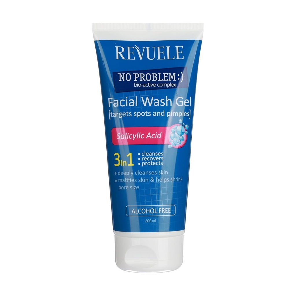 [RVL/001] Revuele/ Facial Wash Gel 200ml: ريفيولي غسول الوجه 3 في 1 بمستخلص الساليسيليك