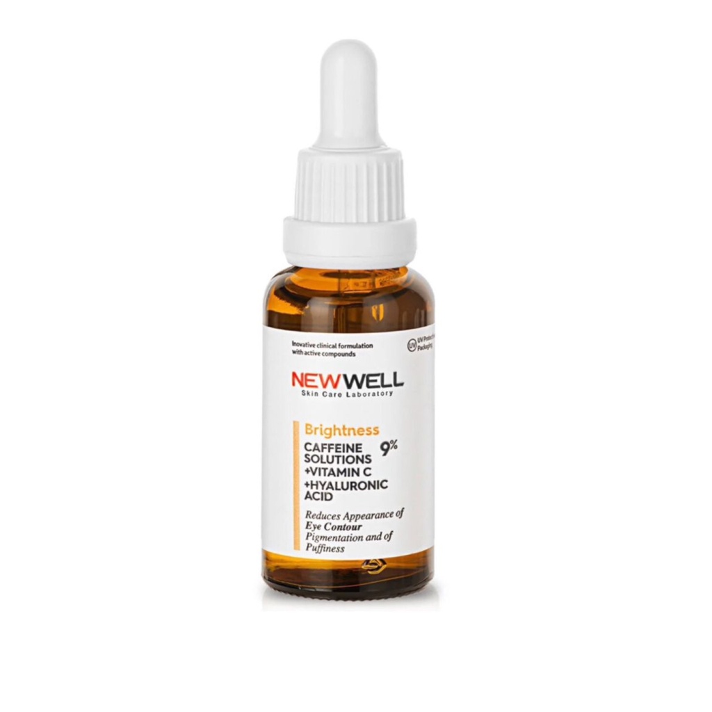 [NEW/0014] Newell/ Brightness Caffeine 9% & Vitamin C & Hyaluronic Acid Eye Contour 30ml: نيو ويل سيروم الكافايين وفيتامين سي المفتح لتحت العين
