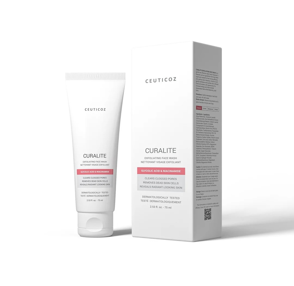 Ceuticoz/ CURALITE - Face Wash 75ml: سيتيكوز غسول الوجه المقشر