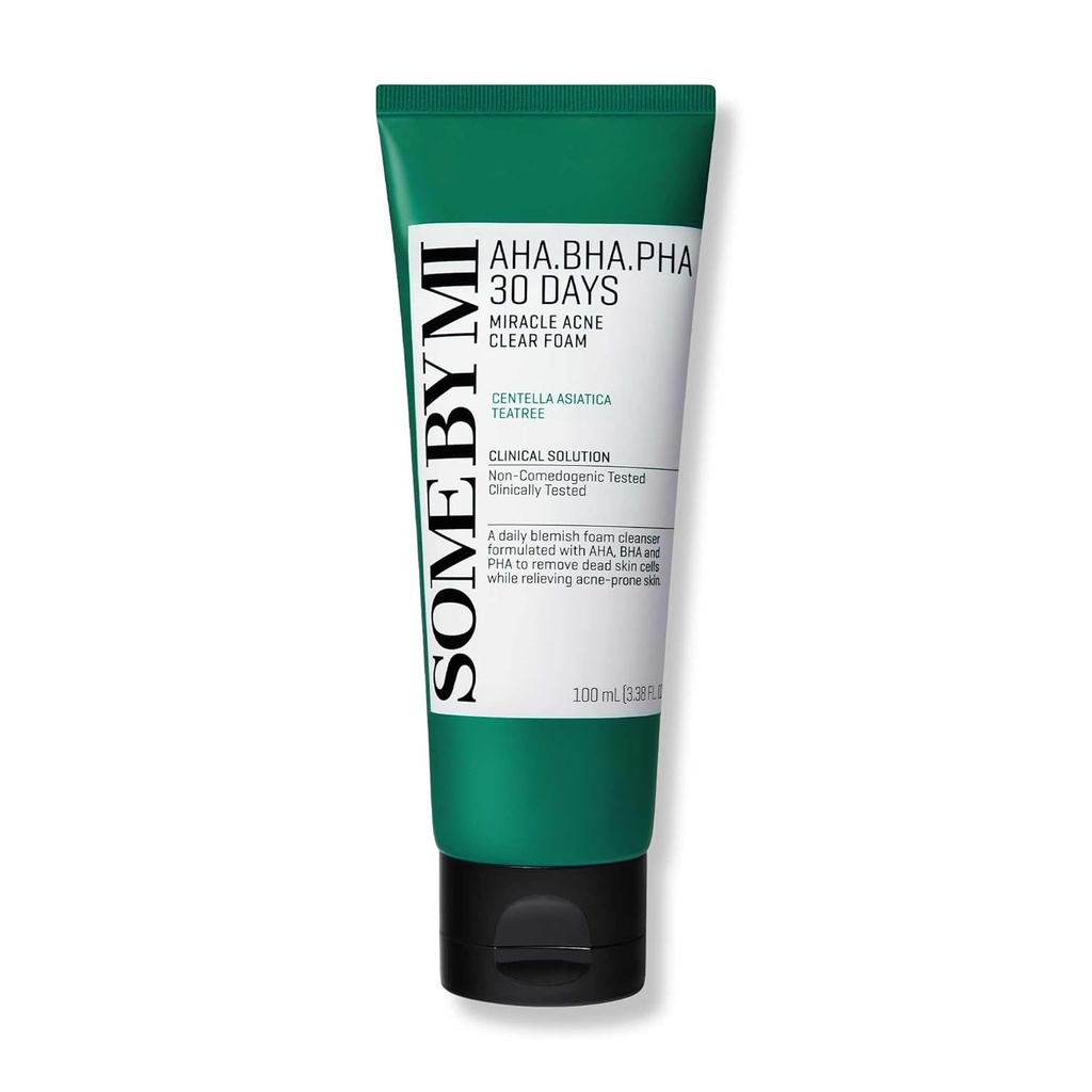 SOME BY MI/ AHA BHA PHA 30 Days Miracle Acne Clear Foam 100ml : سم باي مي غسول ميركل الرغوي