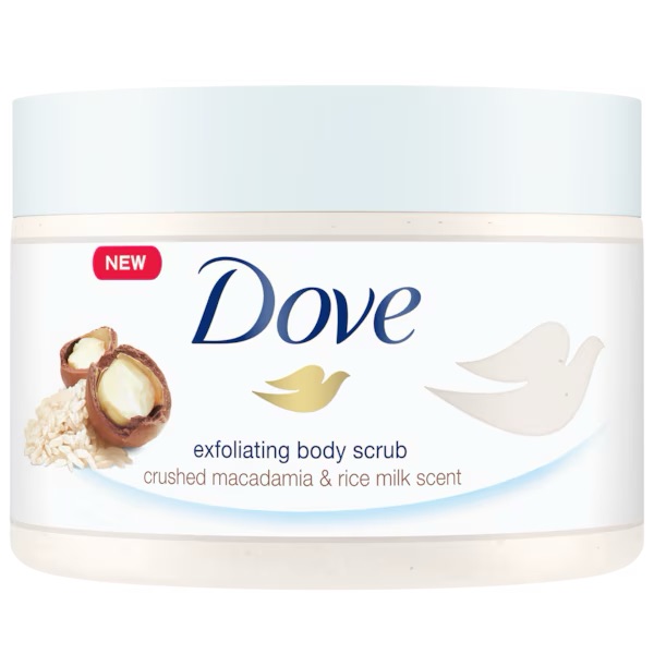 [DOV/003] DOVE/ Crushed Macadamia & Rice Milk Body Scrub 298g: مقشر الجسم بمسحوق المكاديميا وحليب الارز