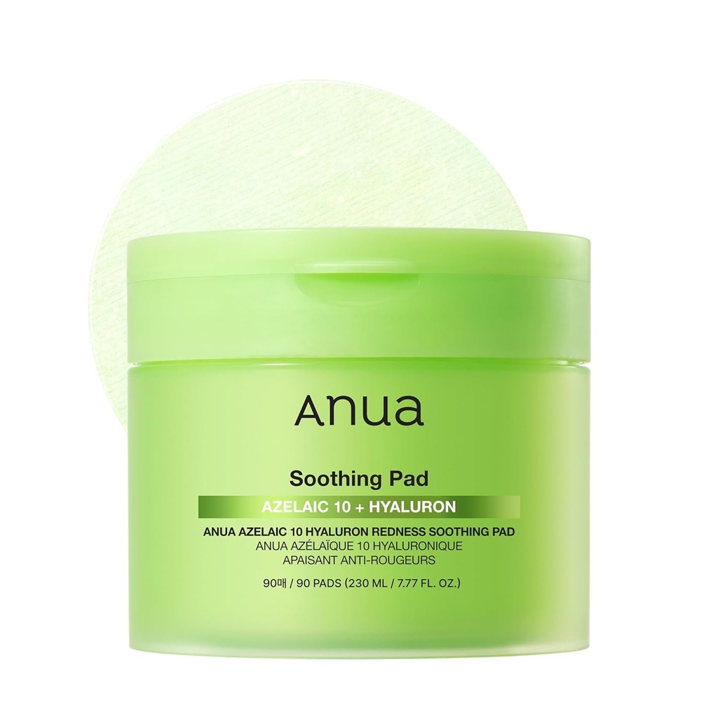 Anua/ Azelaic & Hyaluron Redness Soothing Pad, 90 pads : انوا وسائد قطنية لازالة الميكب بالهايلرونك والازيلك اسيد