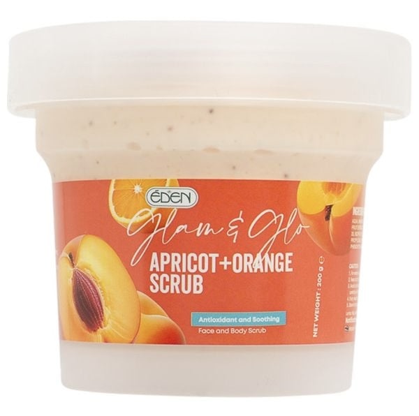 Eden/ Glam & Glow Apricot + Orange Scrub 200g : ادين جل مقشر الجسم بالخوخ والبرتقال