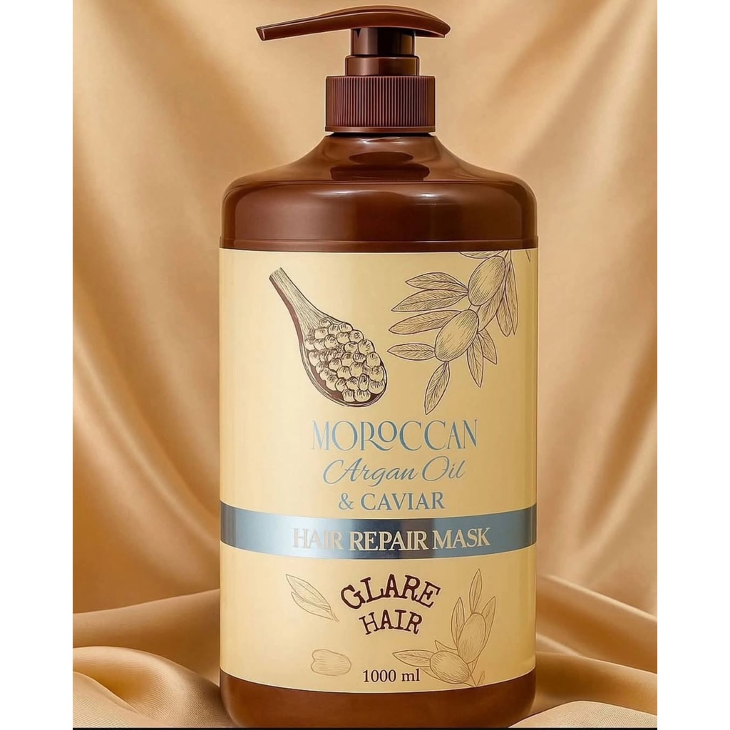 MOROCCAN/ Argan Oil & Caviar Hair Repair Mask 1000ml : ماسك الشعر معالج الاركان الفرنسي
