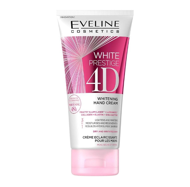 [EVE/004] EVELINE/ White Prestige 4D Whitening Hand Cream With Shea Butter, Collagen And Elastin 100ml : ايفيلين كريم ترطيب وتبييض اليدين بزبدة الشيا والكولاجين والايلاستين