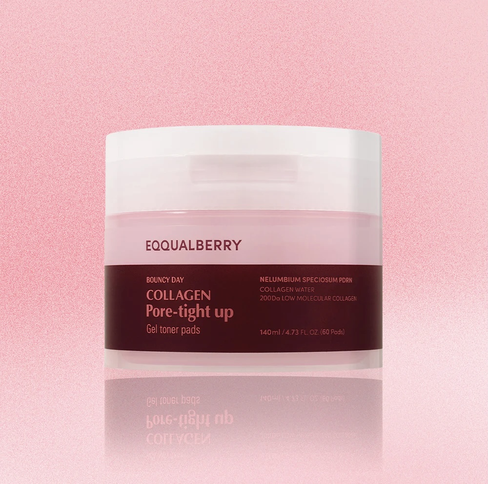 Eqqual Berry/ Collagen Pore-Tight Up Gel Toner Pads 140ml : ايكول بيري بادز تونر الكولاجين لشد وتنعيم البشرة