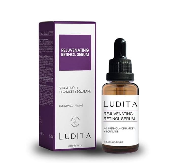 LUDITA/ Anti-Wrinkle and Renewing Retinol (Vitamin A) Serum (0.3% Retinol + Ceramide + Squalane) 30ml : لوديتا سيروم الريتينول المجدد للبشرة ومضاد للشيخوخة
