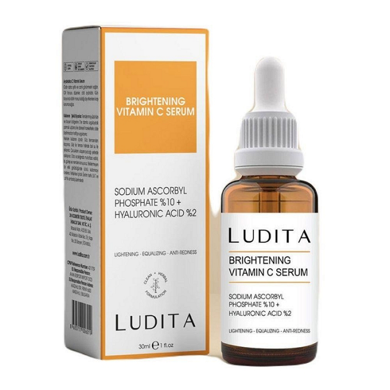 LUDITA/ Illuminating, Tone-Equalizing Vitamin C Serum (Vitamin C 10% + Hyaluronic Acid 2%) 30ml : لوديتا سيروم فيتامين سي والهايلرونك اسيد لتفتيح وتوحيد لون البشرة