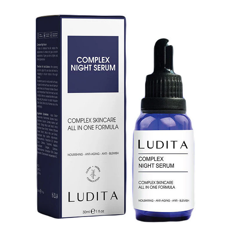 LUDITA/ Complex Night Care Serum 30ml :لوديتا سيروم العناية الليلي المركب للترطيب وتقليل الاحمرار وتهدئة وتوحيد لون البشرة