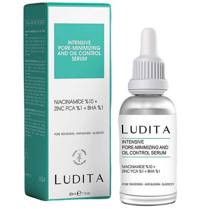 LUDITA/ Pore, Blackhead, and Acne Care Serum (Niacinamide 10% + Zinc PCA 1% + BHA 1%) 30ml : لوديتا سيروم السالسيلك والنياسينمايد والزنك لتقليل المسام والرؤوس السوداء والحبوب