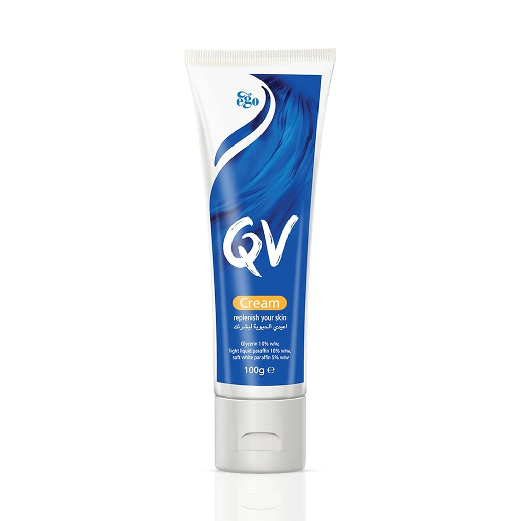 QV/ Cream with 10% Glycerin for Sensitive, Dry Skin 100g : كيوفي كريم مرطب للبشرة الجافة والحساسة