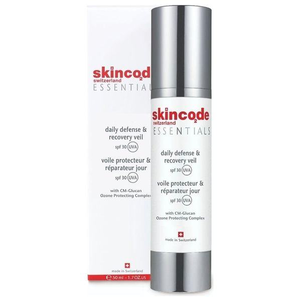 Skincode/ Essentials Daily Defense & Recovery Veil SPF30+  50 ml : سكن كود كريم مرطب مع واقي شمس بعامل حماية 