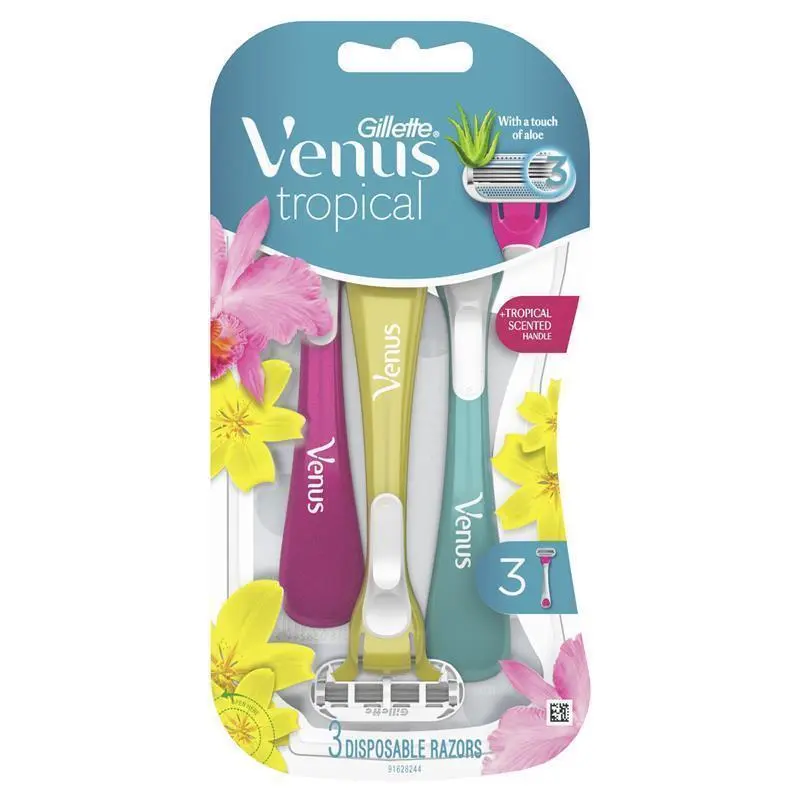 Venus Gillette Tropical 3 Disposable Razors : شفرات جيليت فينوس ٣ قطع للاستخدام مرة واحدة 