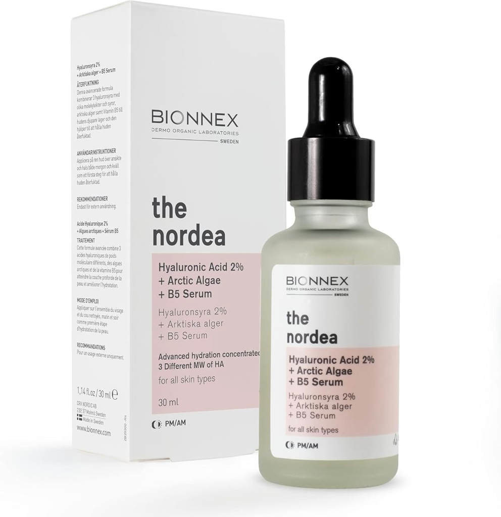 BIONNEX/ The Nordea Hyaluronic Acid 2% Serum 30ml :بايونكس سيروم نورديا هيالورونيك أسيد 2% مع الطحالب القطبية وفيتامين B5 