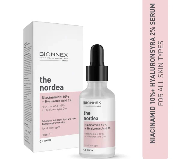 BIONNEX/ The Nordea Niacinamide 10% + Hyaluronic 2% Serum 30ml : بيونيكس سيروم نورديا النياسينمايد وهايلرونك اسيد لتفتيح البشرة وتقليل التصبغات 