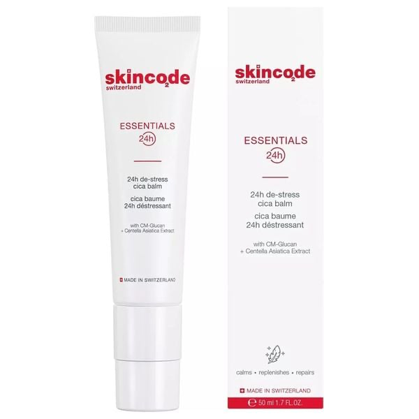 Skincode/ Essentials 24h De-Stress Cica Balm 50ml : سكن كود 24 ساعة سيكا بالم كريم مرطب ومهدئ للوجه