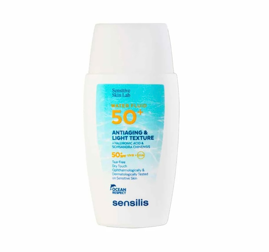 Sensilis/ Water Fluid SPF50+ Color Light Texture & Antiaging 40ml : سنسيليز واقي شمس مائي 