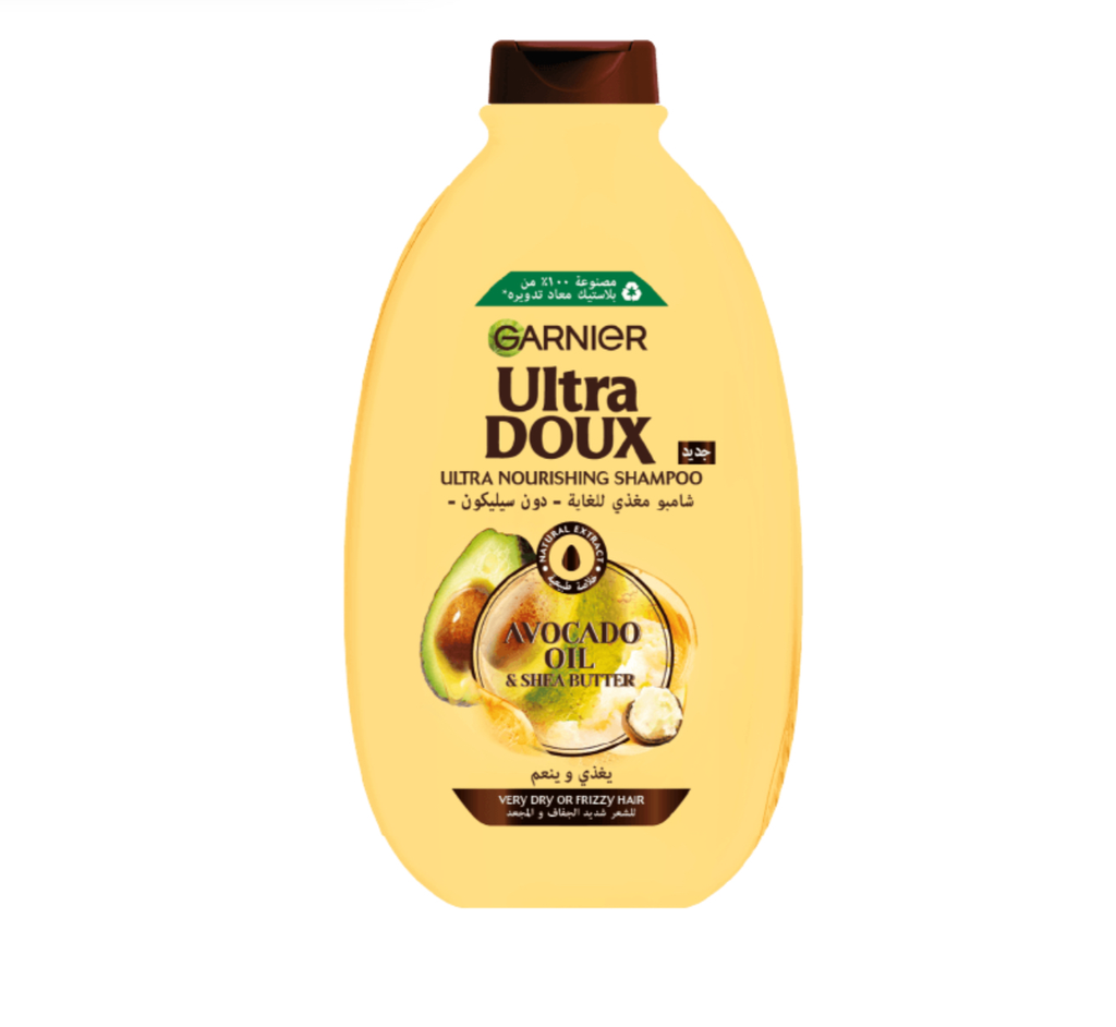 GARNIER/ ULTRA DOUX Avocado and Shea Butter Nourishing Shampoo 400ml : غارنير شامبر الترا دوكس مغذي ومرطب للشعر الجاف بزيت الافوكادو وزبدة الشيا 