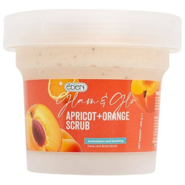 Eden/ Glam & Glow Apricot + Orange Scrub 200g : ادين جل مقشر الجسم (المشمش والبرتقال)