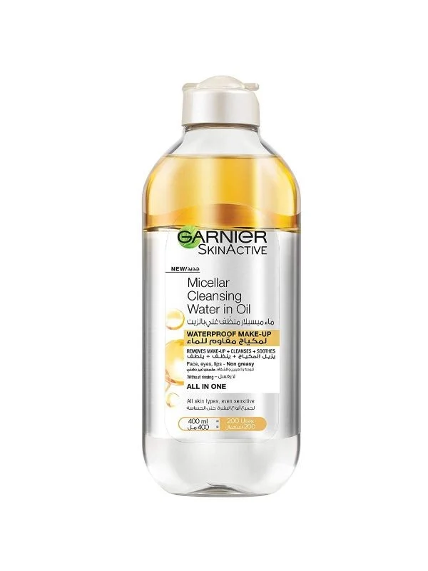 Garnier / micellar cleansing water in oil 400ml -   غسول مسيلار للمكياج المقاوم للماء 