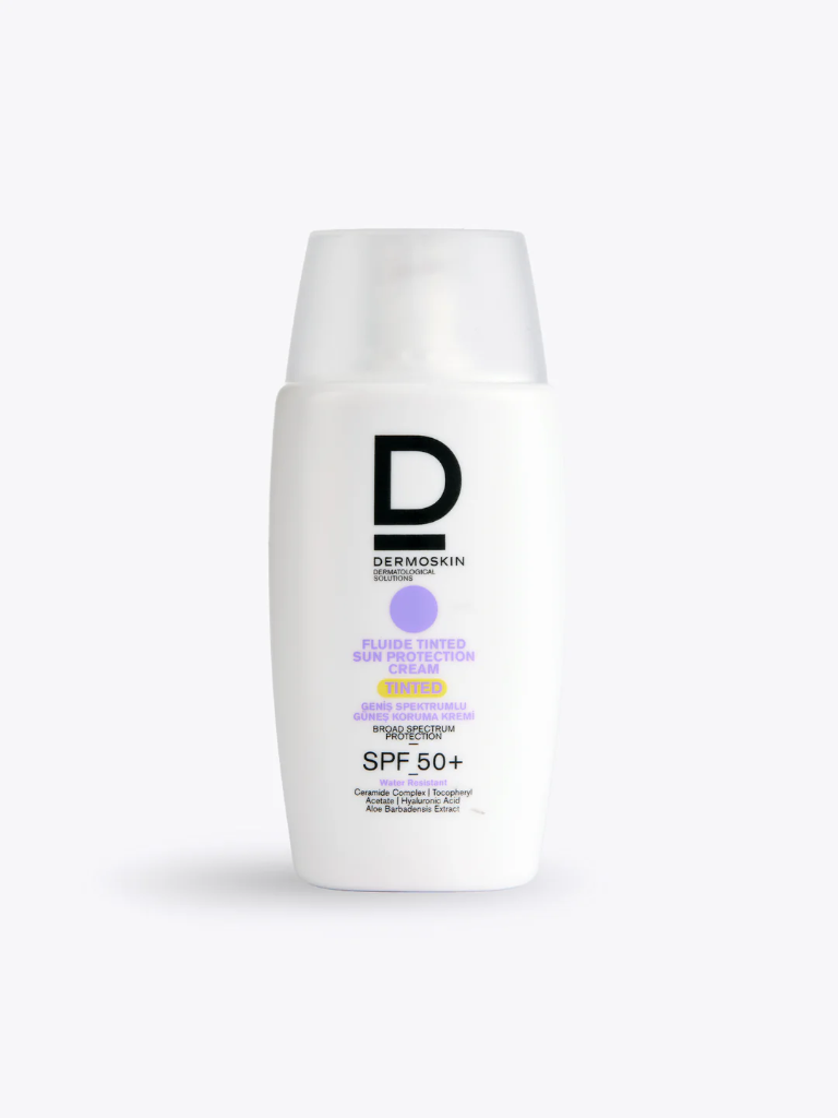 Dermo skin / fluid tinted sun protection cream spf50+ 50ml- واقي شمس من درموسكن ملون يساعد على توحيد لون البشرة 