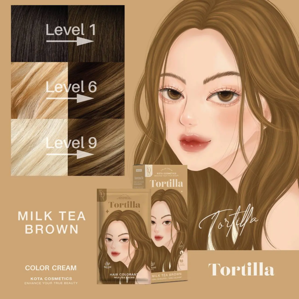 Kota / tortilla milk tea brown 100ml - صبغ شعر كوتا بلون بني (شاي حليب )