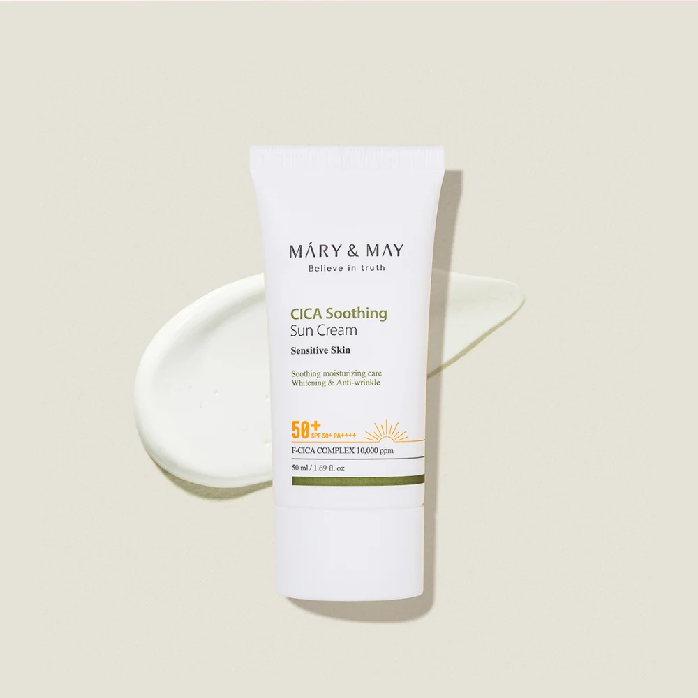 Mary&May / Vegan CICA Soothing Sun Cream SPF50+ PA++++-واقي شمس عضوي من ماري مي مع السيكا 