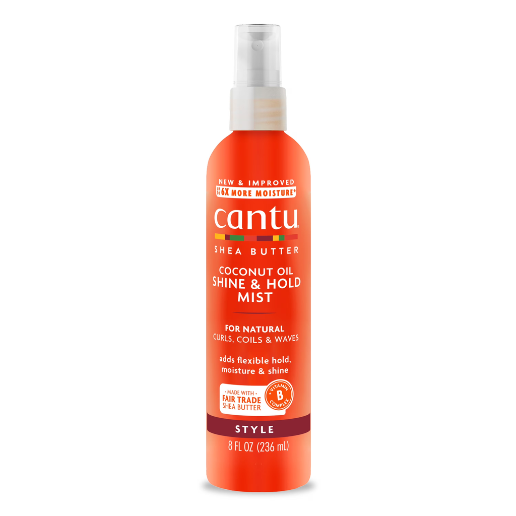 Cantu / Coconut Oil Shine & Hold Mist with Shea Butter for curls , coils and waves 237ml- مست العشر من كانتو للشعر الويفي والكيرلي 