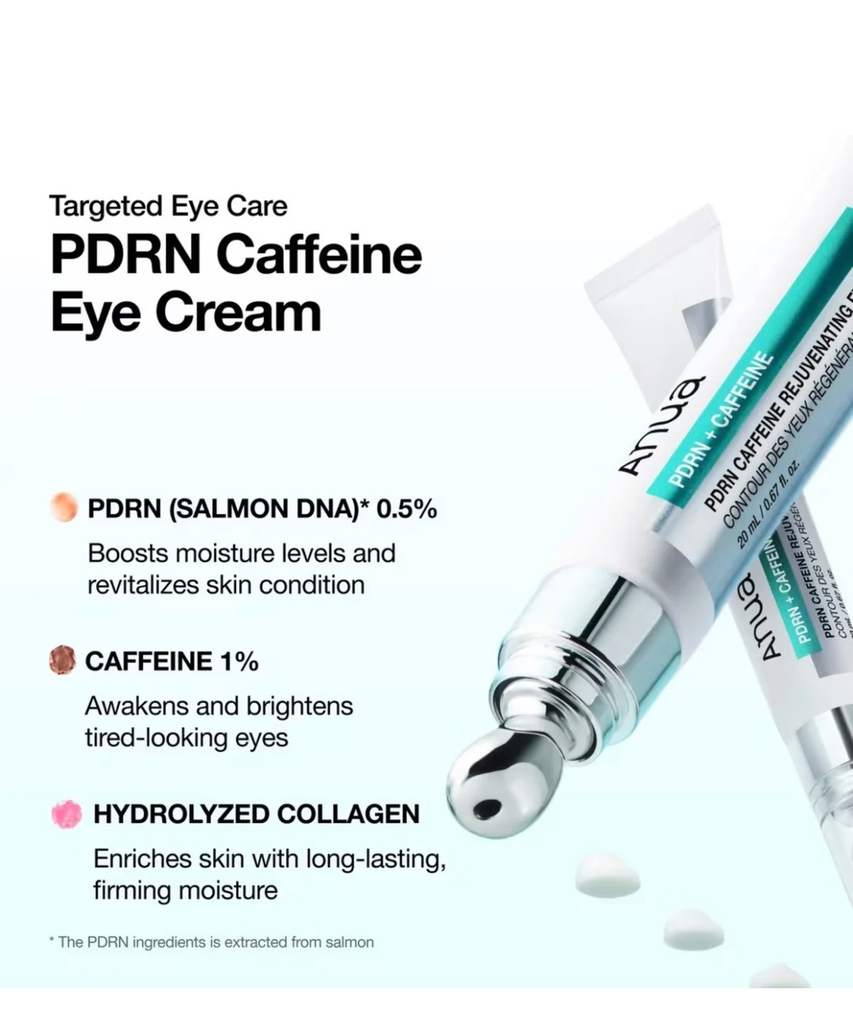 Anua / PDRN & Caffeine Revitalizing Eye Cream – 20ml / انوا كافيين لشد منطقة تحت العين مع مدلكة مدمجة 